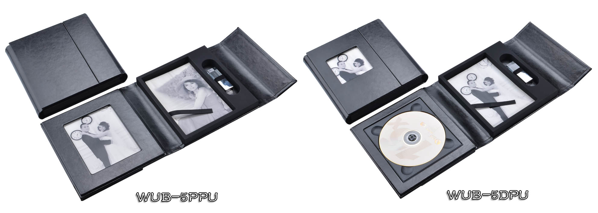 Black Leather CD DVD Photo USB Case