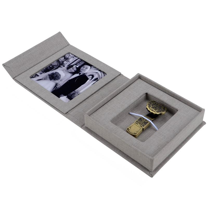 linen USB drive box wedding