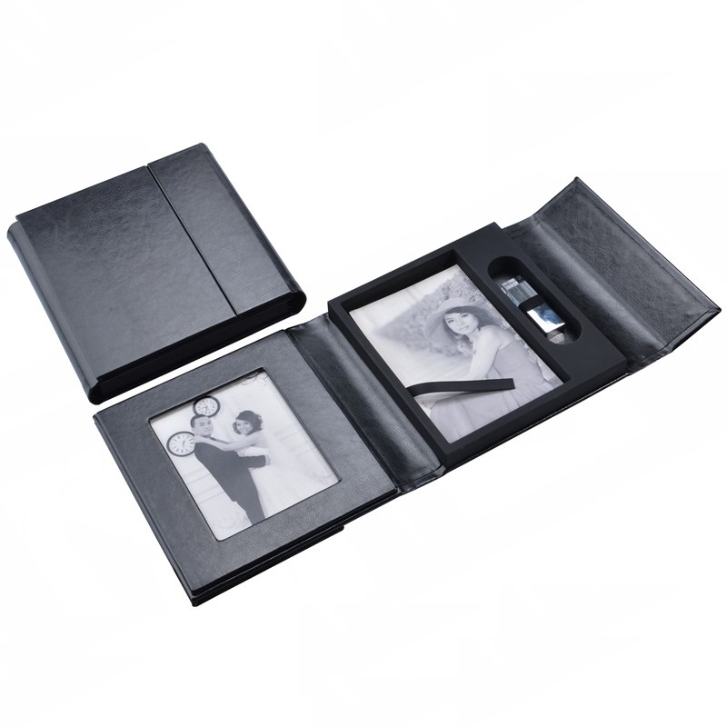 PU leather photo usb gift box