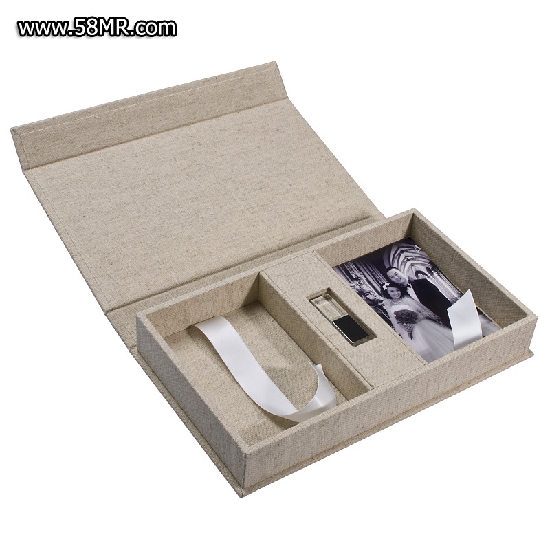 natural linen Photo USB Packaging Box